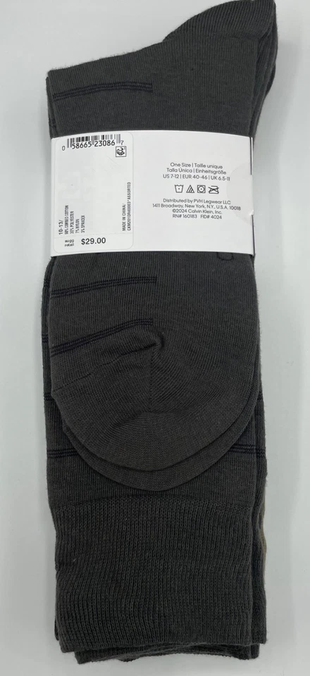 Calvin Klein 4 pares de calcetines de vestir para hombre ~ surtidos ~ talla única EE. UU. 10-13 Foto 2 de 3