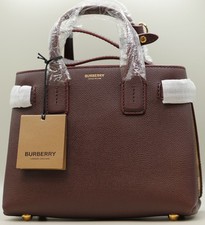 Burberry Banner Tote House Check Derby Shoulder Bag Small Mahogany Red Brand New