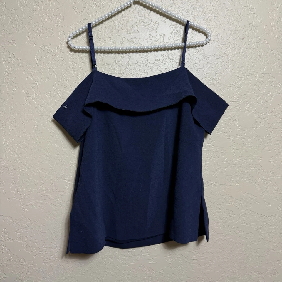 Elizabeth and James Tara Cold Shoulder Top Navy Blue Spaghetti Strap Zip Slits — 第 4/4 张图片