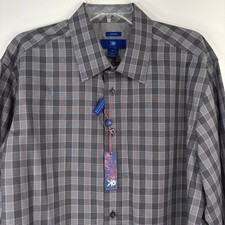 NWT Egara Button Down Shirt Men s XL Gray Plaid Non-Iron 80s 2-ply Cotton LS New