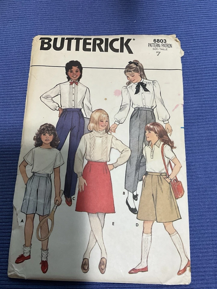 Pantalones Cortos*falda*culottes*pantalones para Niñas Butterick De Colección Patrón 6803 Talla 7; sin Cortar; FF Foto 2 de 4