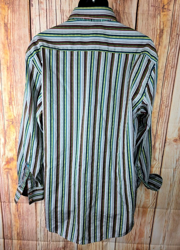 Robert Graham Mens Striped Shirt XL Long Sleeve Button-Up Multi-Color - Image 2 of 4