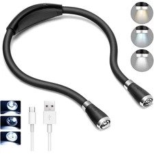 LED Neck Light Book Light USB Rechargeable Hands Free for Reading in Bed Camping