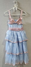 Unused Big Goose Kids Light Blue Tulle Dress with Pink Ribbon and Frills Japan