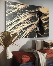 Leinwand Bild Samurai Frau Krieger Pop-Art Japan Wandbild Abstrakt Manga Anime