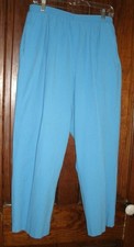 PANTS - Alfred Dunner Blue Elastic Waist Casual 100 Cottom Sz 16 - 26.5" inseam