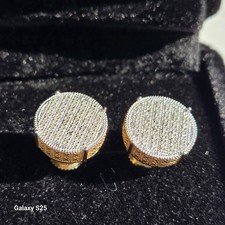 Mens 14k Gold Over 925 Silver 0.20ct Natural Diamond Stud Earrings Hallmarked UD