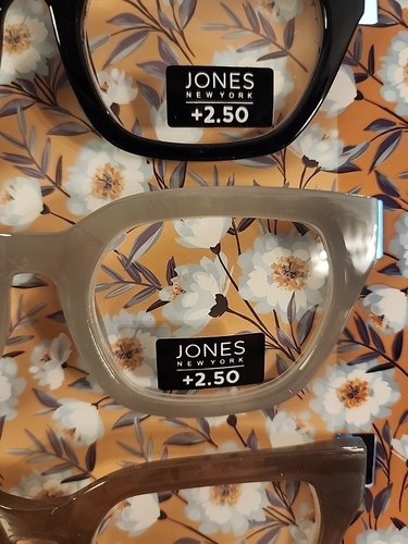 Jones New York 3 Pack Designer Reading Glasses BLACK, GREY , BROWN THICK READERS - Picture 5 of 8