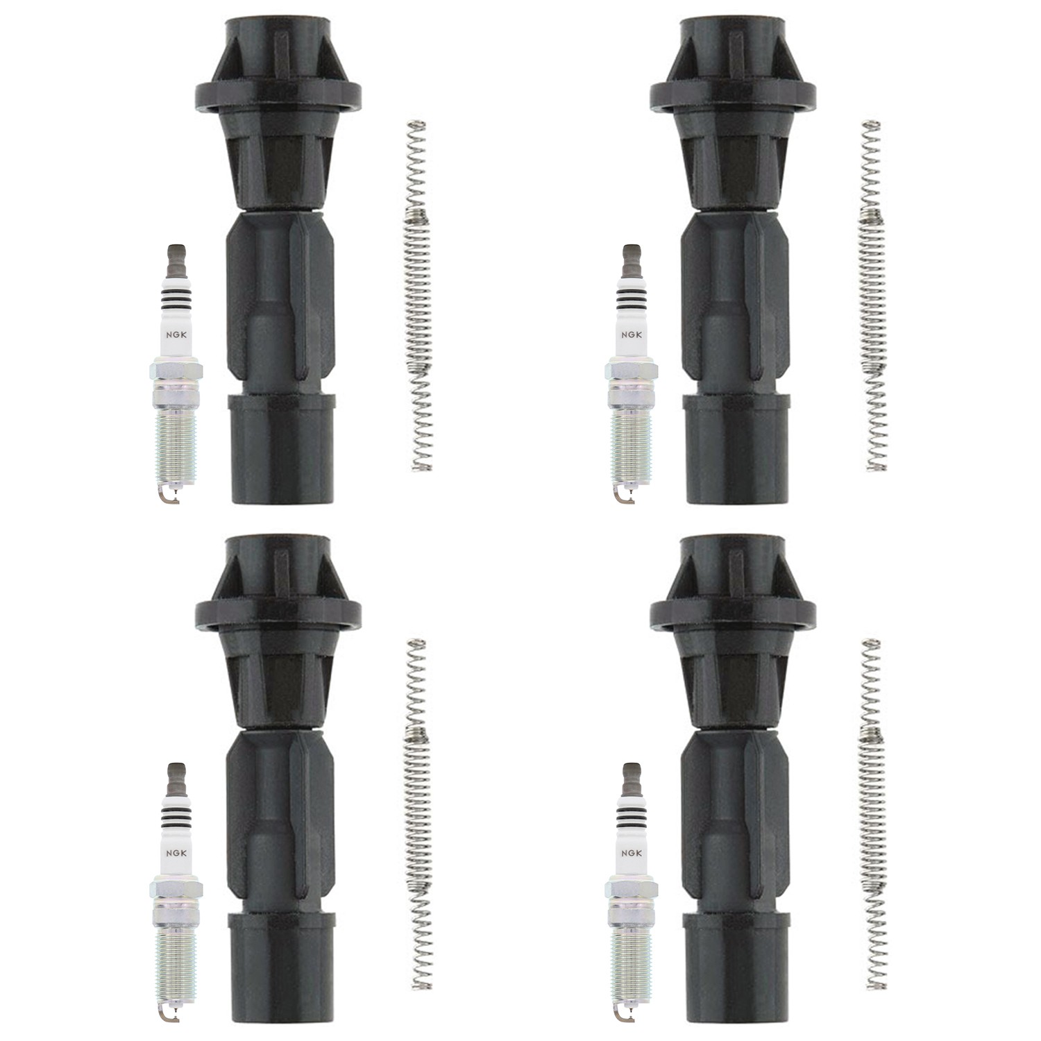 NGK 4 Ruthenium HX H. I. Spark Plugs  Denso Coil Boots Kit for 3 6 CX-7 Fusion