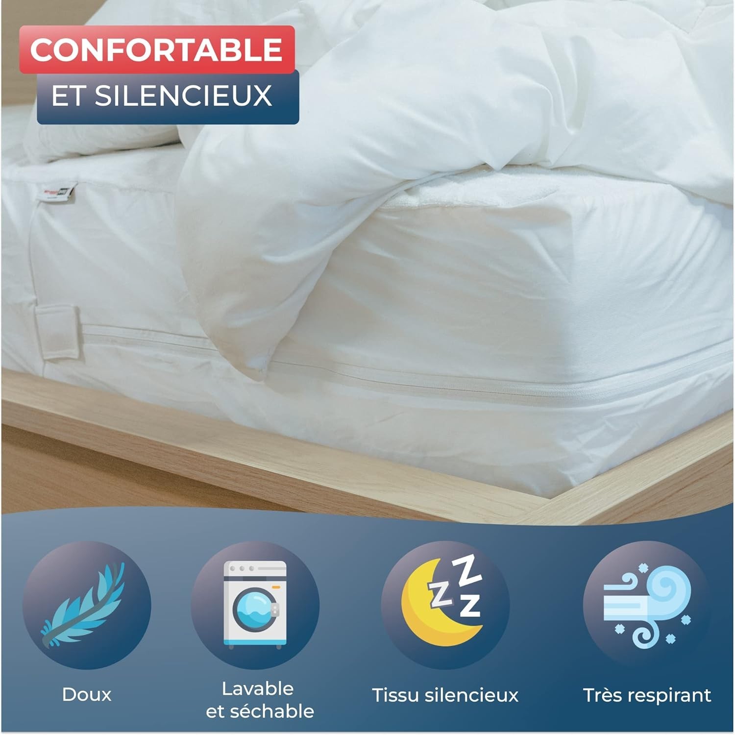 Housse de matelas anti-punaise de lit 140x190 intégrale et protège-matelas anti-acarien