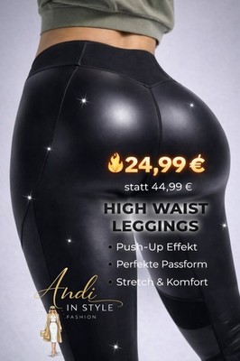 Sexy Damen Leggings High Waist Push Up   Figurformend Stretch Schwarz  ...