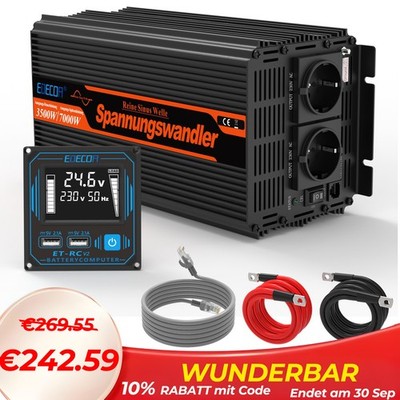 EDECOA Reiner Sinus Wechselrichter 24V auf 230V 3500W 7000W Spannungswandler