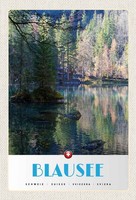 Holzschild 30X20 Cm Blausee Schweiz Natur Wald Bildmotiv Reisemotiv Abenteuer Re