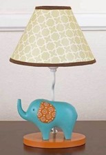 CoCaLo IN THE JUNGLE Lamp Base  Shade Boy's Nursery Decor Blue Elephant