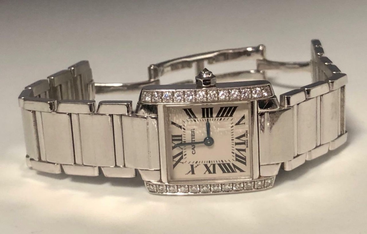 Cartier Tank Quartz レディース 時計 Authentic Cartier Tank Women's 20mm 18KT White Gold Quartz