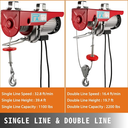 2200 lbs 1000 kg Electric Hoist Crane New Portable Lifter Overhead Garage Winch - Picture 3 of 6