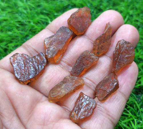 For Jewelry 9 Pcs Lot Gorgeous Hessonite Garnet Raw Size 16-25 mm Loose Gemstone - Picture 2 of 5