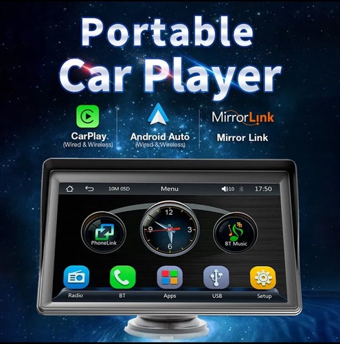 Car Radio Wireless Apple Carplay Android Auto 7 Inch Portable Touch Screen BT FM - Picture 3 of 24
