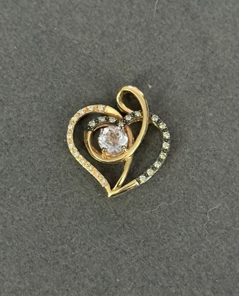 LeVian Amethyst & Diamond Open Crossover Heart Pendant 14k Rose Gold [no chain] - Image 2 of 4