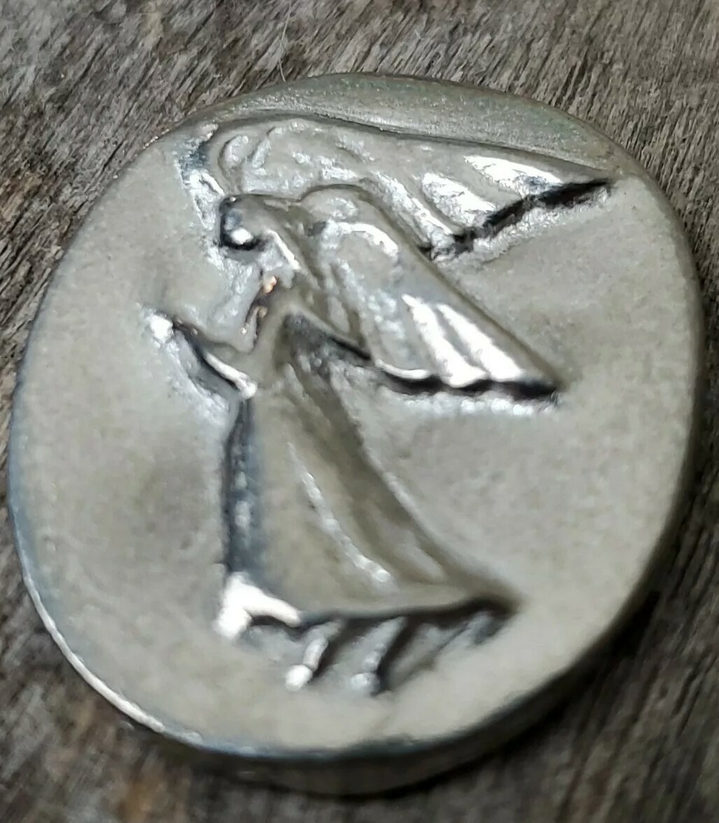 V+K Angel in My Pocket Coin Token Charm pewter USA protection