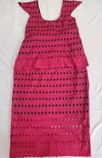 Womans two Piece Magenta Lined Dress Size XXL Plus Homemade Used Laced
