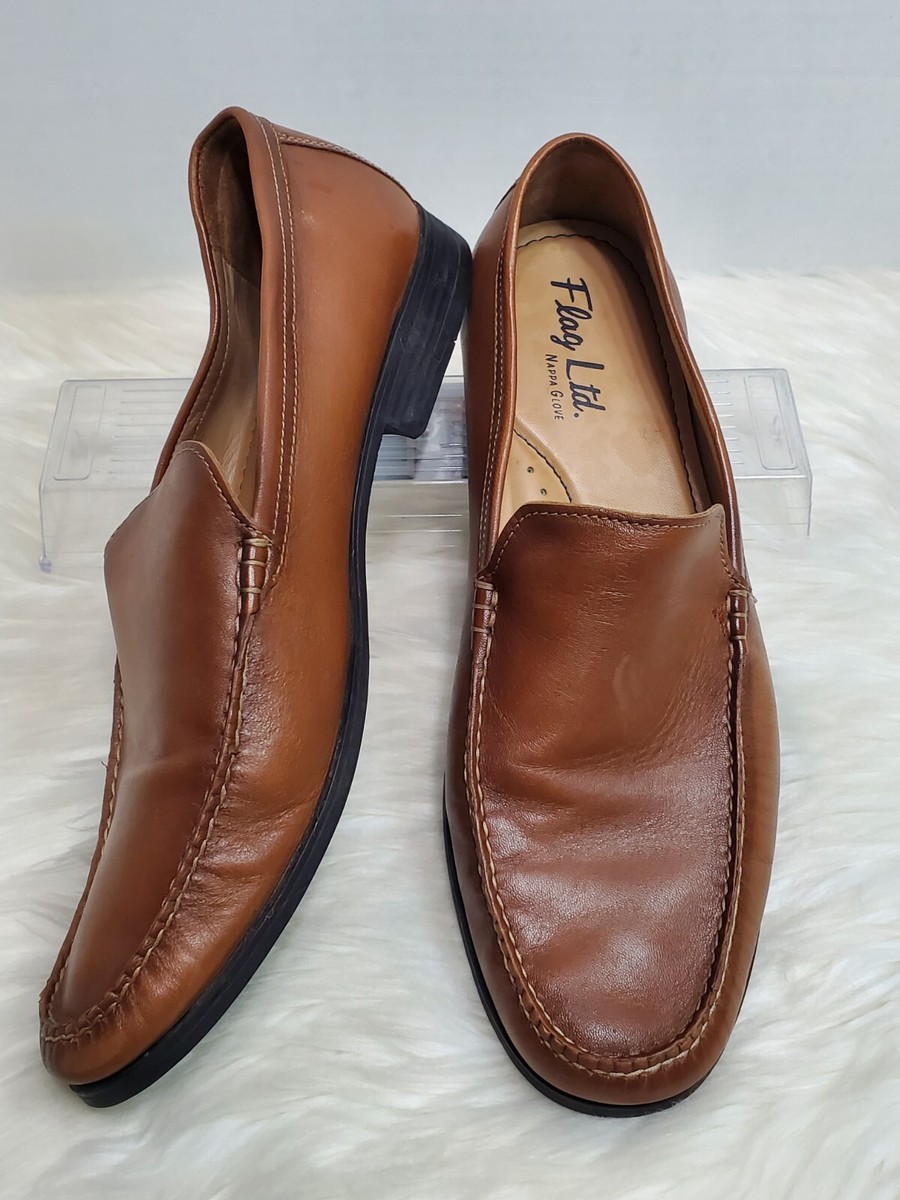 Flag Ltd. Nappa Glove Leather Soft Tan Brown Slip On Loafers  display picture 1