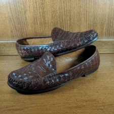 Allen Edmonds St Lucia Sz 10.5 D Brown Woven Leather Loafers Shoes Mens
