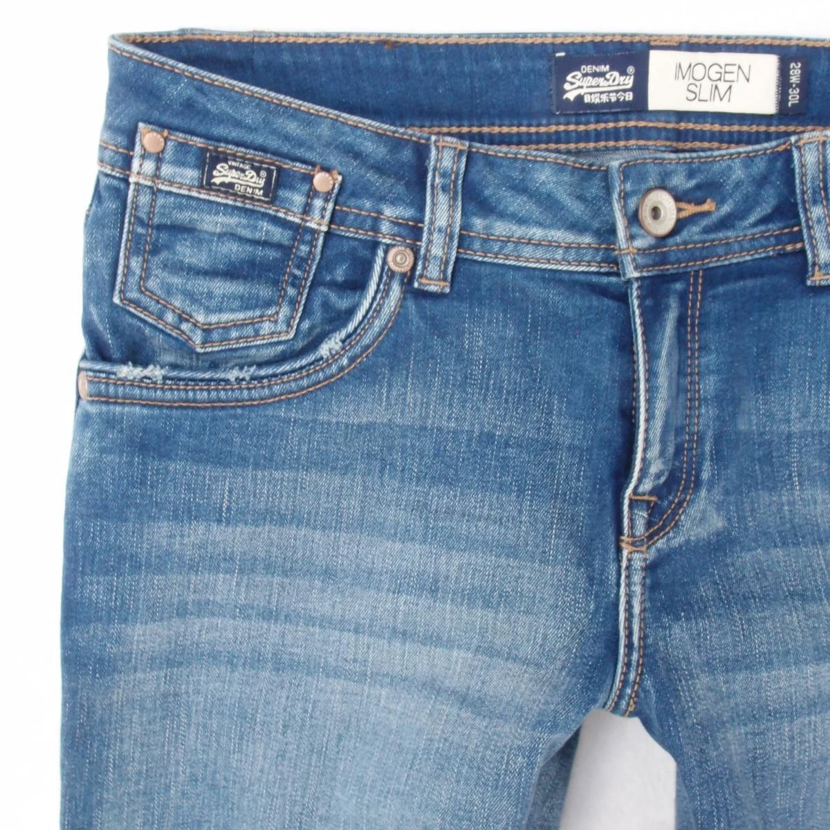 Femmes SuperDry IMOGEN SLIM Ajust Straight lasthanne Bleu Jeans