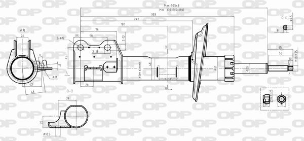 Amortisseur avant droit pour Opel Corsa D et Adam 1.2 à 1.6 Turbo essence et LPG