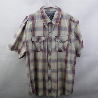 Company 81 Men's Short Sleeve Snap button-front Plaid Casual Shirt Size XXL
