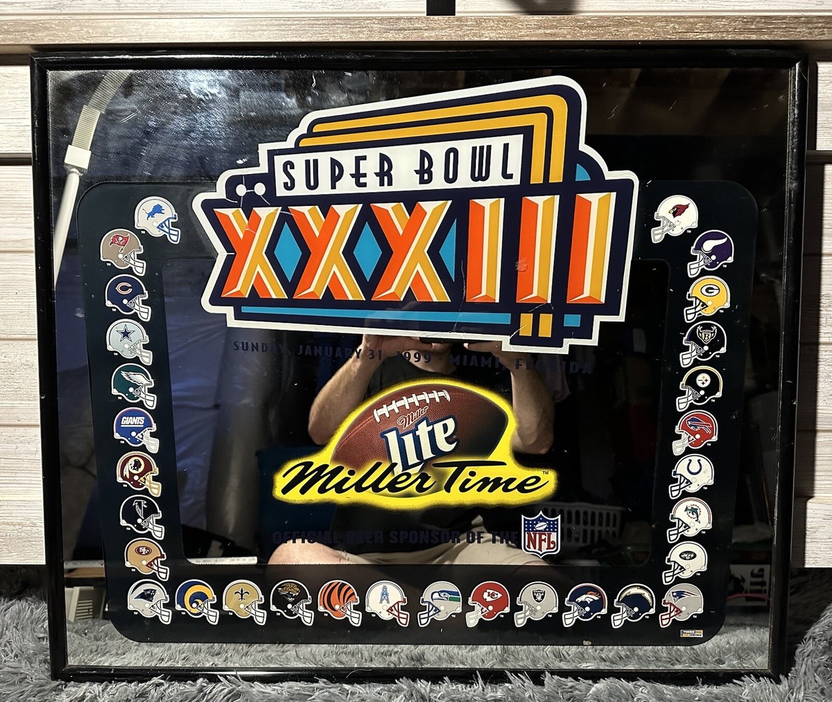 NFL ミラービール スーパーボール ソファ VINTAGE 1998 NFL MILLER LITE SUPER BOWL XXXIII MIRROR ALL