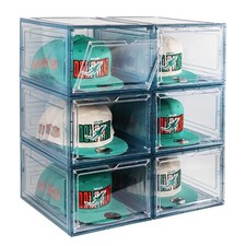 6 Pack Hat Organizer Box Stackable Cap Holder Container Display Case Hat Rack