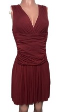 Bailey 44 Xs Burgundy Soft Wrap Style Fit N Flair Midi Dress Rayon Stretch Sexy