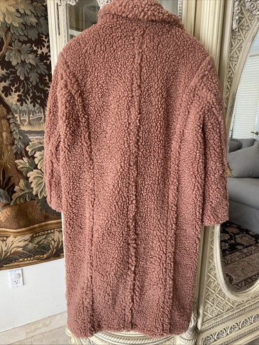 UGG Gertrude Mocha Mousse Long Teddy Firewood Faux Fur Coat Sz M NWOT - 第 6/11 張圖片