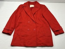 Vintage Pendleton Red 100 Wool Pea Coat Size 8 Double Breasted Jacket Made USA