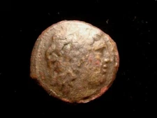 SICILY. SYRACUSE. 282-278 BC. AE 20. Zeus Hellanios head R. Eagle standing L.