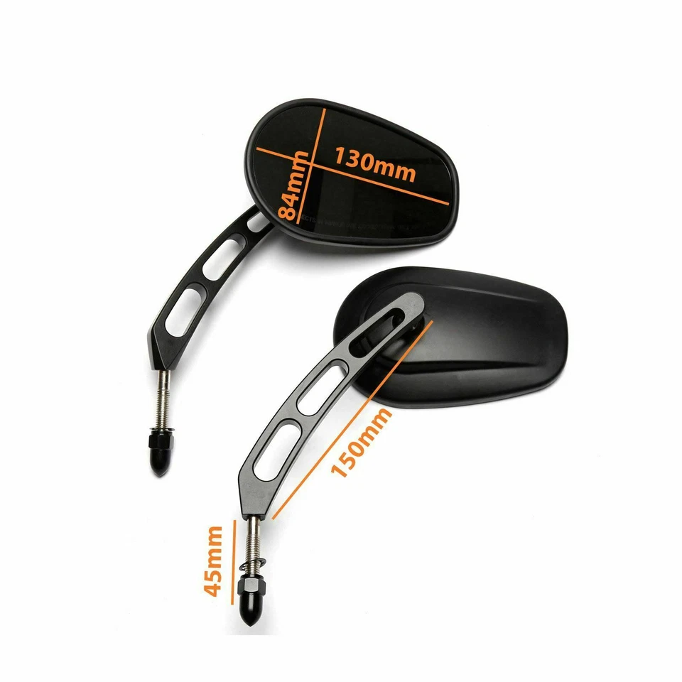 Espejos retrovisores huecos negros mate universales para motocicleta Harley Davidson Foto 3 de 4