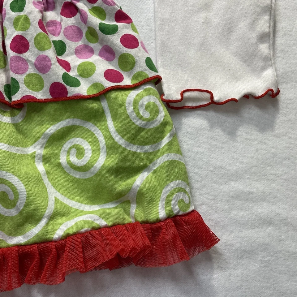 Ann Loren Girl’s Reds & Greens Embroidered Christmas Tree Dress Sz 6 - Image 4 of 4