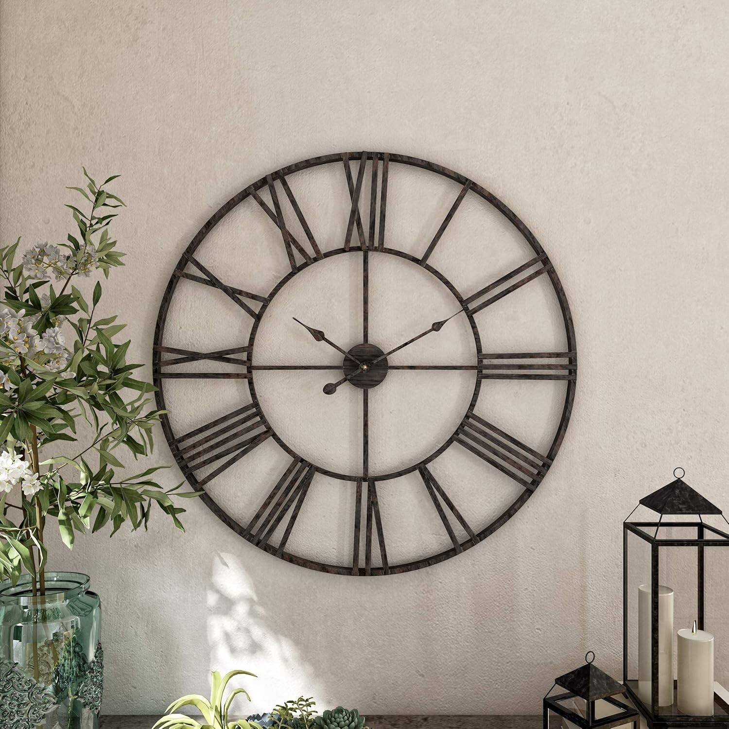 Large Wall Clock Modern Farmhouse Industrial Round 30 Inch Oversized Home Decor