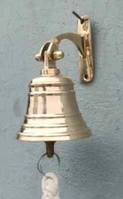 Ship Bell Nautical Brass Hanging Bell With Wall Mounted Bracket