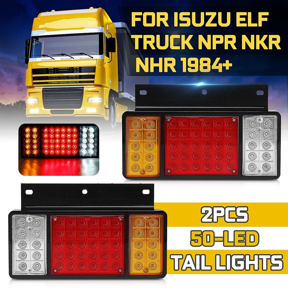 Par de luces traseras 50 LED para GMC W Isuzu Elf Truck NPR NQR NRR NKR NHR 1984-up Foto 2 de 4