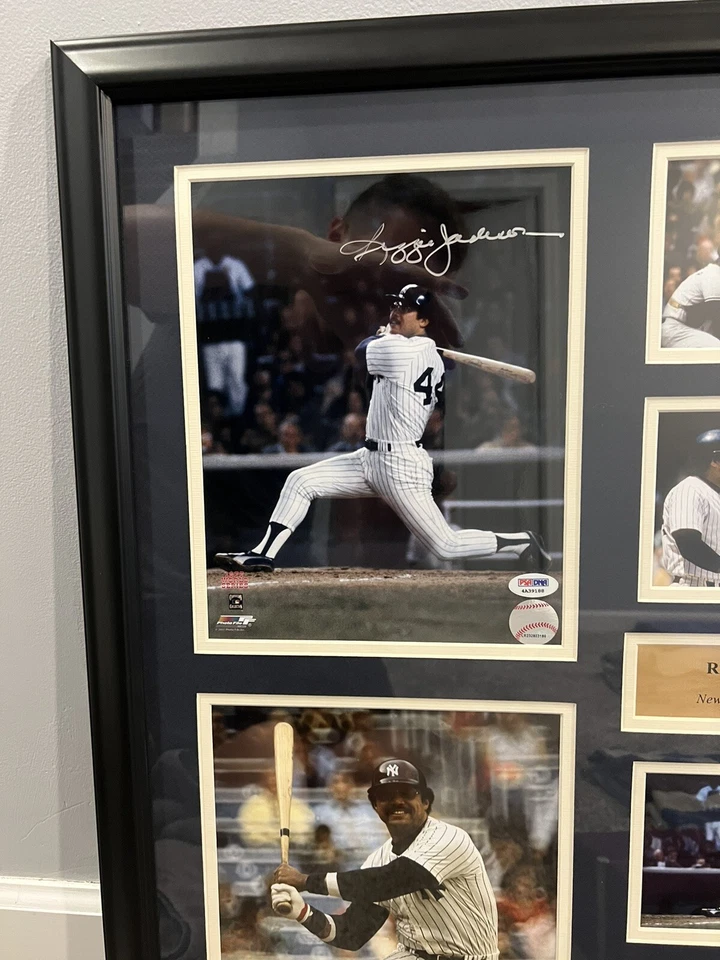 Framed Signed Autograph Reggie Jackson Hall Of Fame Collage PSA COA 20”x 26” - Image 3 of 3