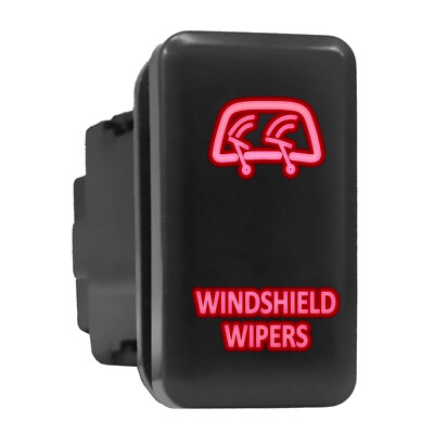 WINDSHIELD WIPERS Red Backlit Tall Push Button 1.54''x 0.83'' (Fit: Toyota)