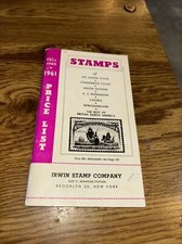 Irwin Stamp Company Fall 1960 1961 Price List Guide Book paperback