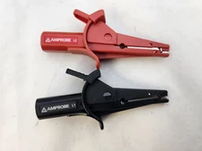 2 (LOT) Large Alligator Clips Connector Electrical Test Probes 4mm Banana Plug,