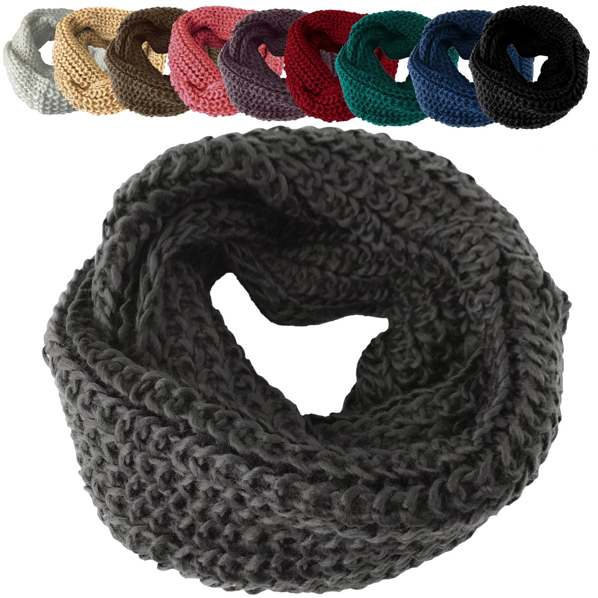 Caspar Damen Grobstrick Loop Schal - Weite Maschen, Weiches Acryl, Ca. 60x30cm, Maschinenwaschbar