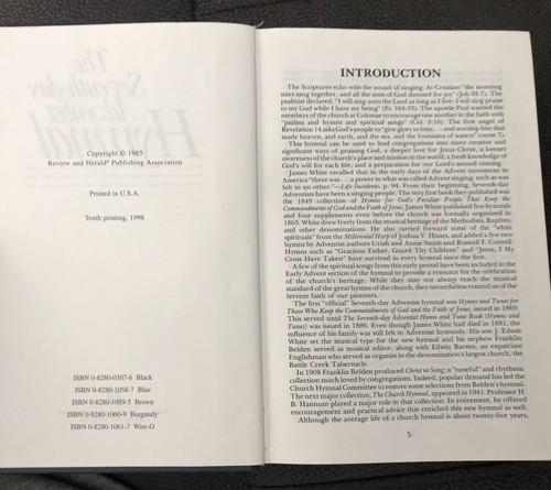 Seventh-day Adventist Hymnal by GC Hymnal Committee 1985 Review and Herald HC - Imagen 9 de 24