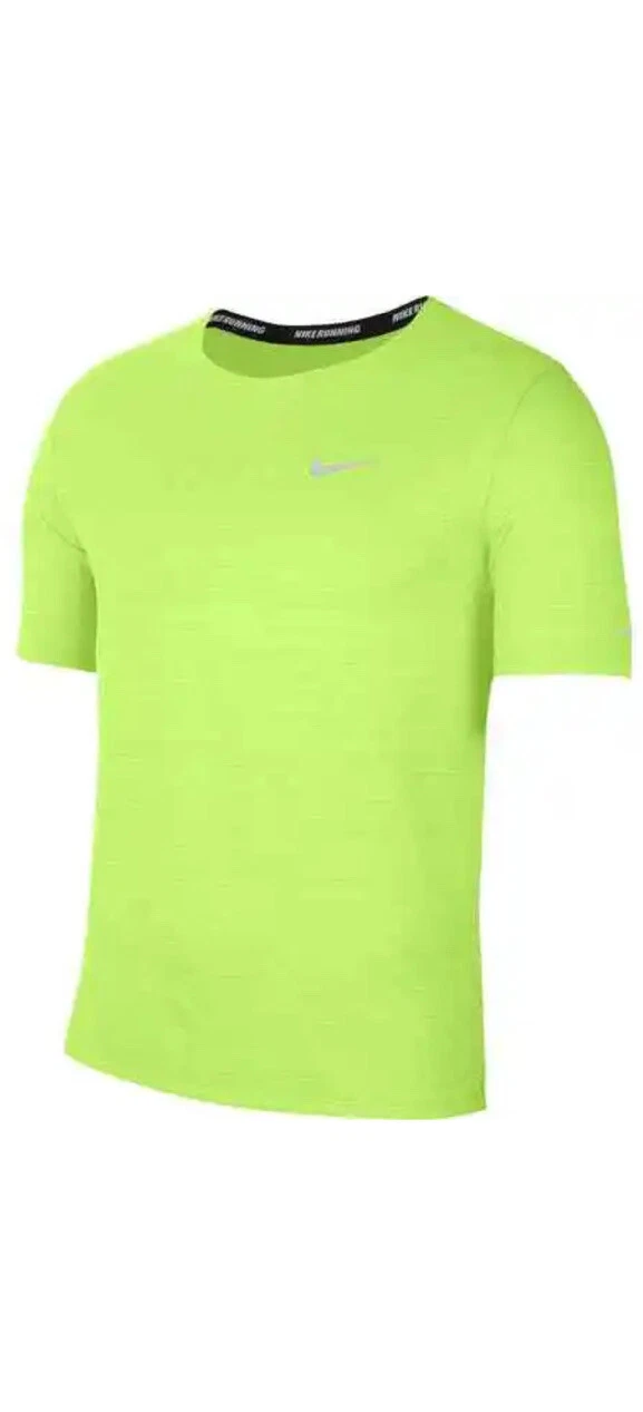 Nike Men's Dri-Fit Miler Reflective Performance Running Yellow T Shirt L Large