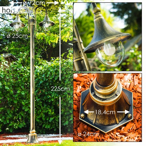 Candelabro Camino Lámparas Jardín Exterior Luces de Pie Lámpara de Exterior Dorado Negro - Imagen 2 de 10