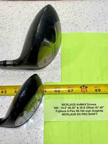 Nicklaus AirMax 360cc 10.5° S-Flex & 3 Fairway Wood 35-S - 15° R-Flex Fujikura - Picture 6 of 8